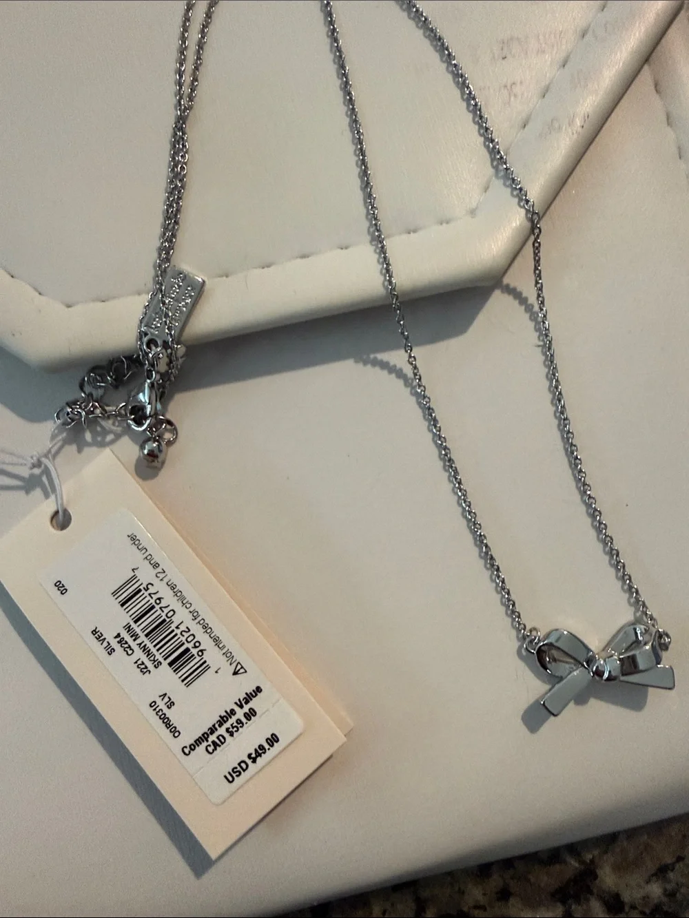 kate spade silver bow pendant necklace with chain